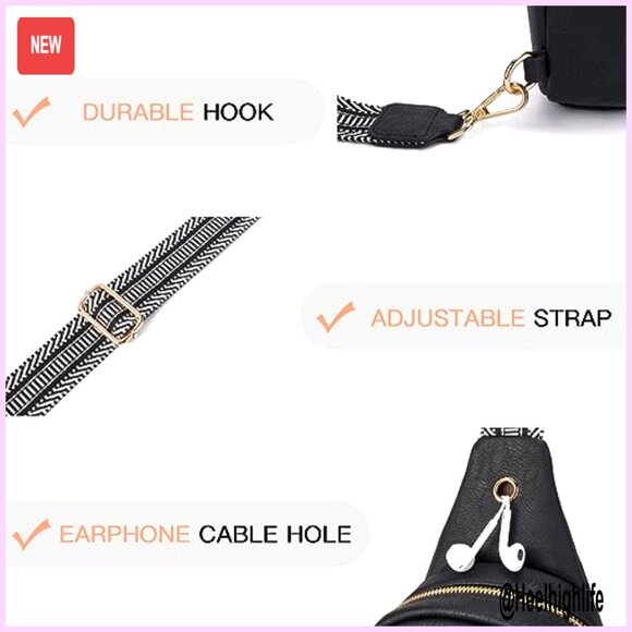 Leather Crossbody Sling Bag Large Capacity Adjustable Strap Travel Purse